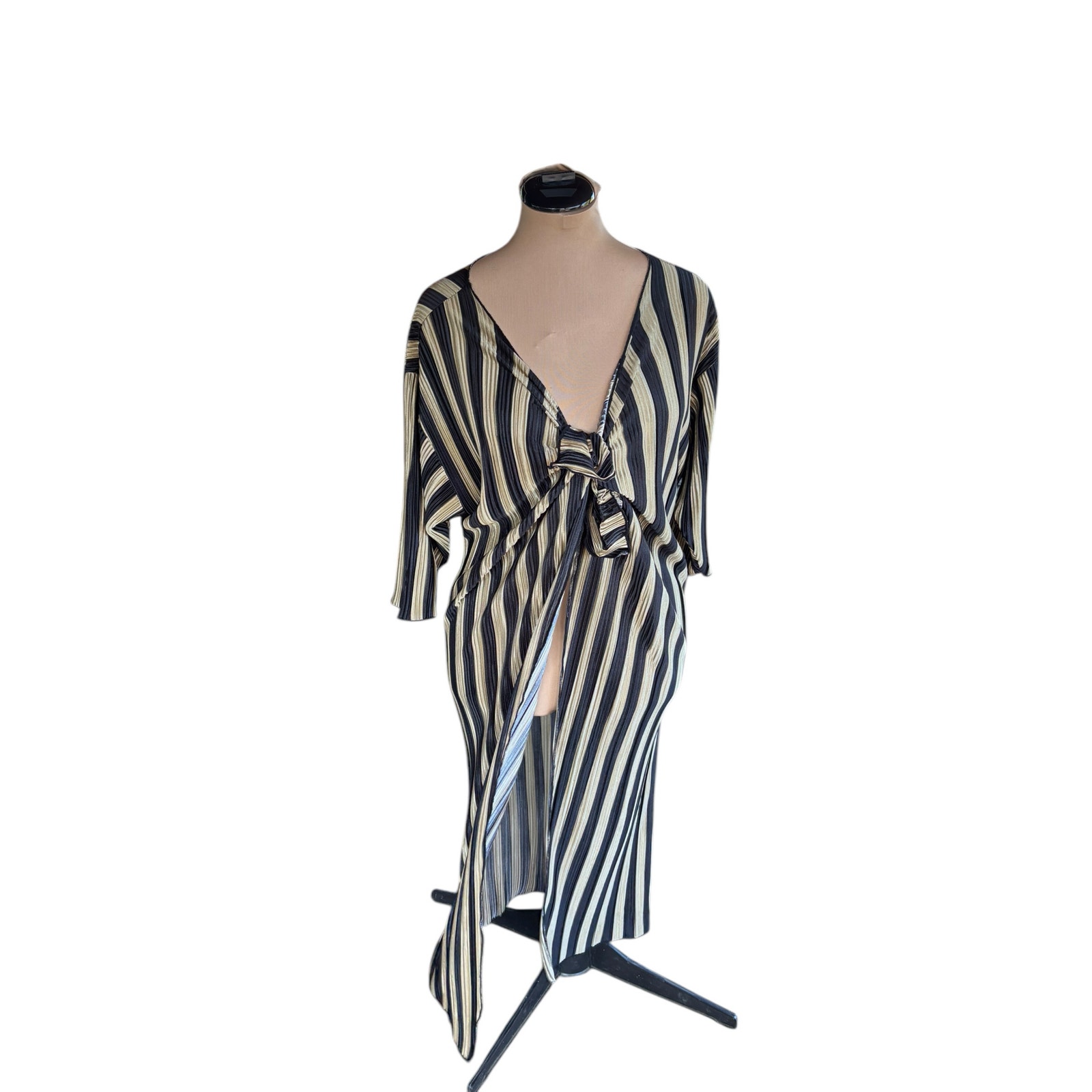 Lularoe Duster Sz. S - Black And Gold, Boho, Whimsigoth, Vertical Stripe